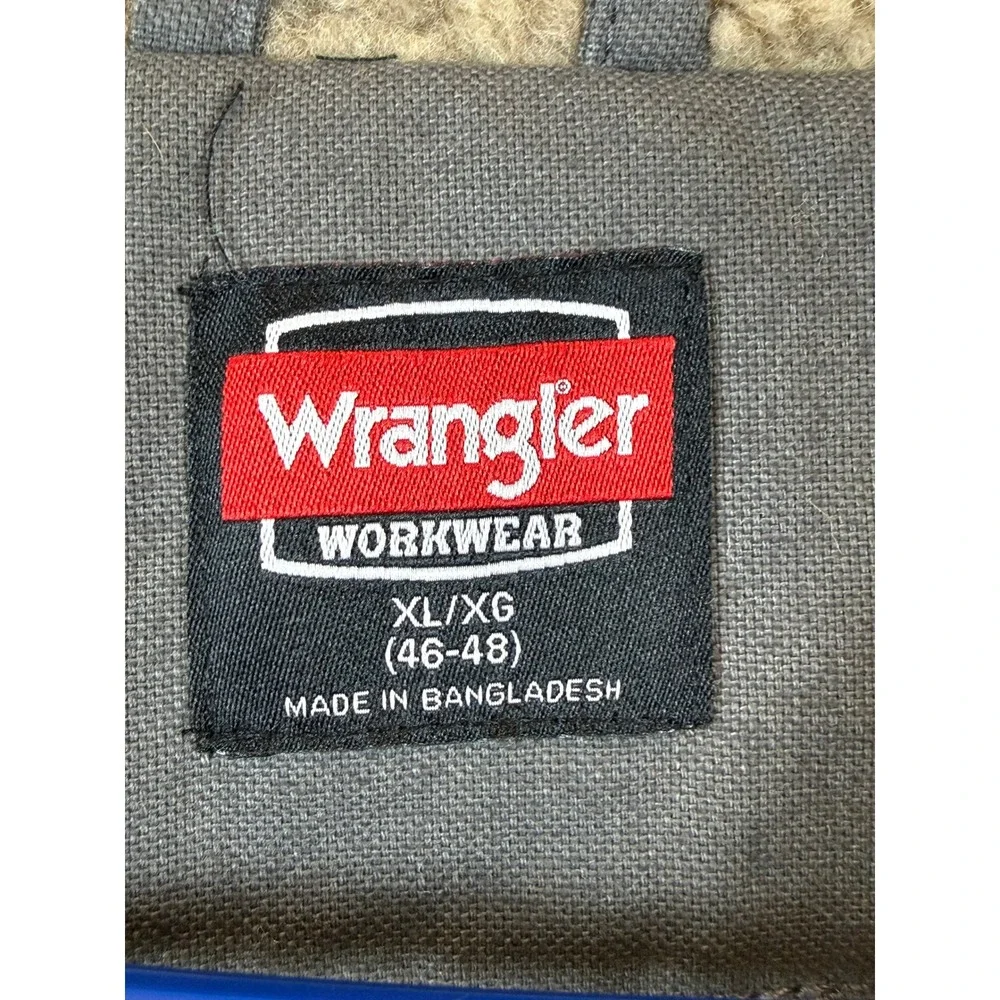 NWT Wrangler Workwear Mens XL Sherpa Jacket Grey Cotton Canvas Zip Carhartt Coat